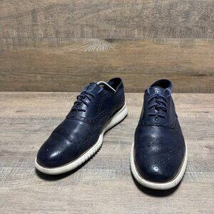 Cole Haan ZeroGrand Blue Leather Wingtip Oxford Shoes Men's Size 11